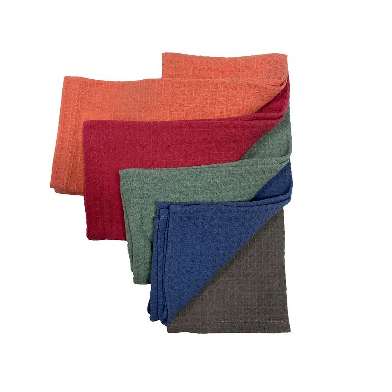Paños Casa Joven Waffle de Colores Pack x5