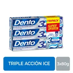 DENTO - Pasta Dental Dento Triple Acción Ice Tripack Caja 80 g
