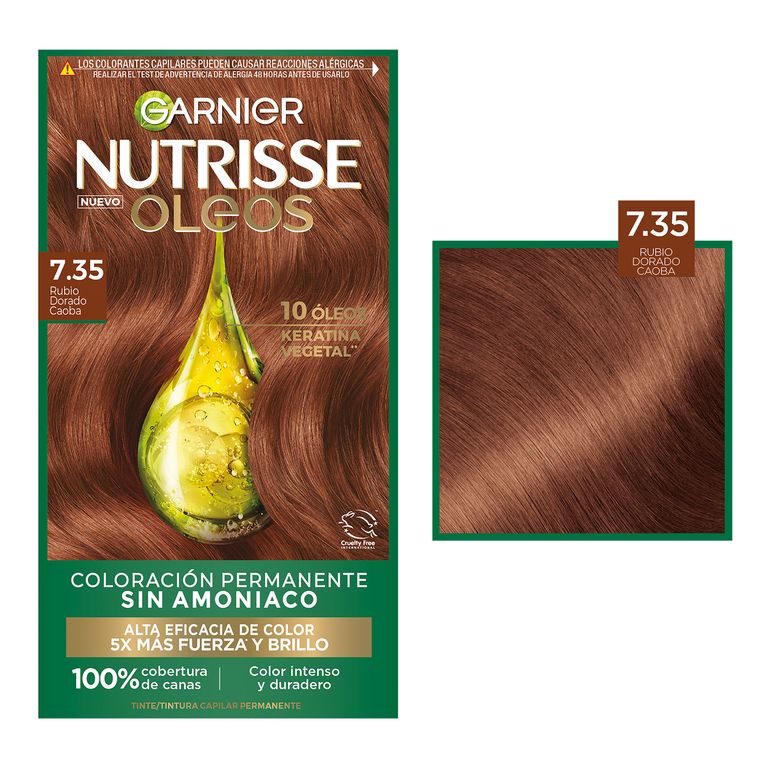 Tinte Nutrisse Oleos Tono 7.35 Rubio Dorado Caoba