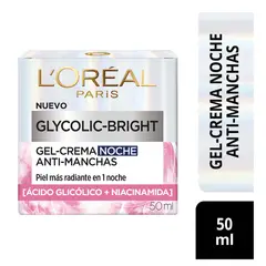 LOREAL PARIS - Gel Crema Loreal Glycolic Bright Noche FPS30 Envase 50 mL