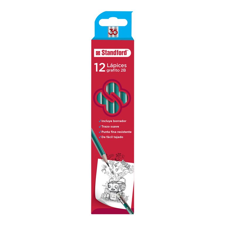 Lápiz Standford Grafito 2B Con Borrador