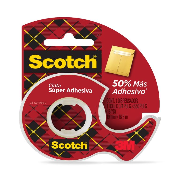 Cinta Súper Adhesiva Scotch 19 mm Con Dispensador