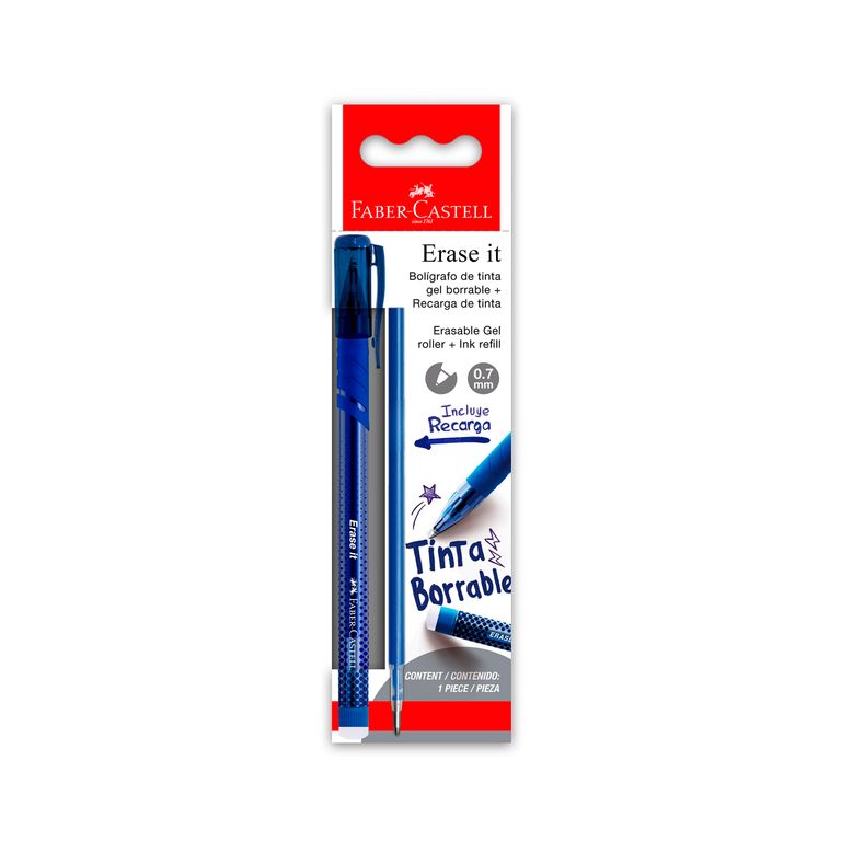 Lapicero Faber Castell Tinta Gel Borrable + Recarga De Tinta