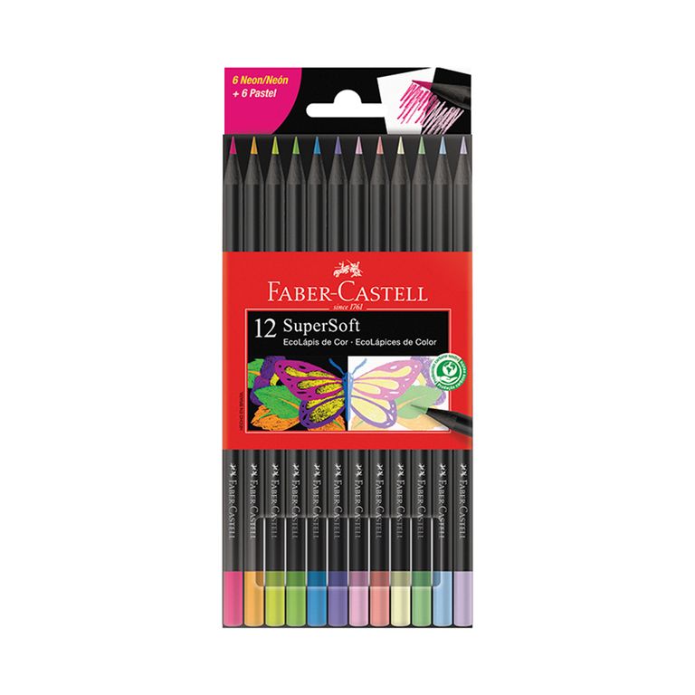 Colores Faber Castell Eco Súper Soft Neón Y Pasteles Empaque 12 Und