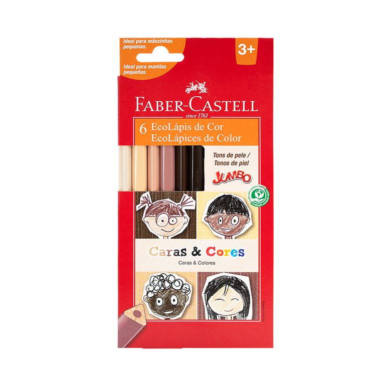 Colores Faber Castell Ecológico Jumbo Tonos Piel Empaque 6 Und