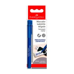 FABER CASTELL - Plumón Indeleble Faber Castell Delgado Color Azul