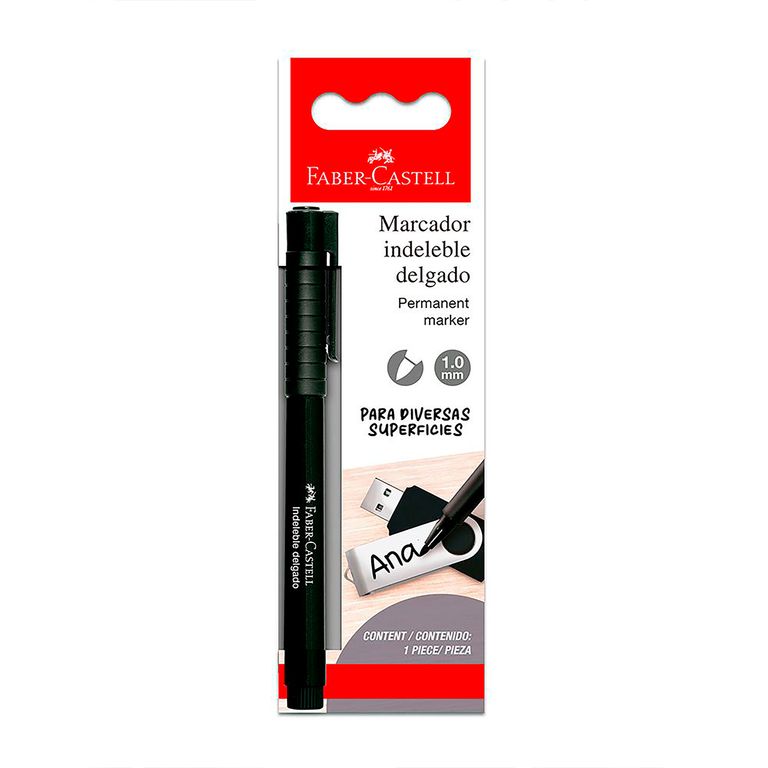 Plumón Indeleble Faber Castell Delgado Color Negro