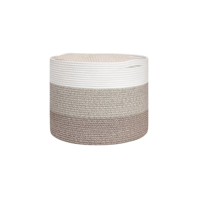 Cesto Tejido Redondo Tricolor Beige