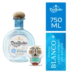 DON JULIO - Tequila Don Julio Blanco 750 mL + Vaso Catrina