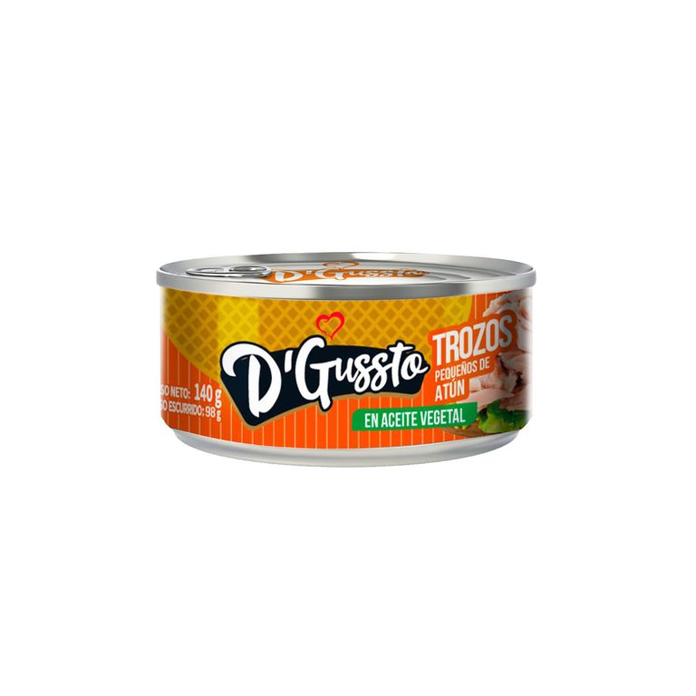 Trozos de Atún D Gussto en Aceite Vegetal Lata 140 g
