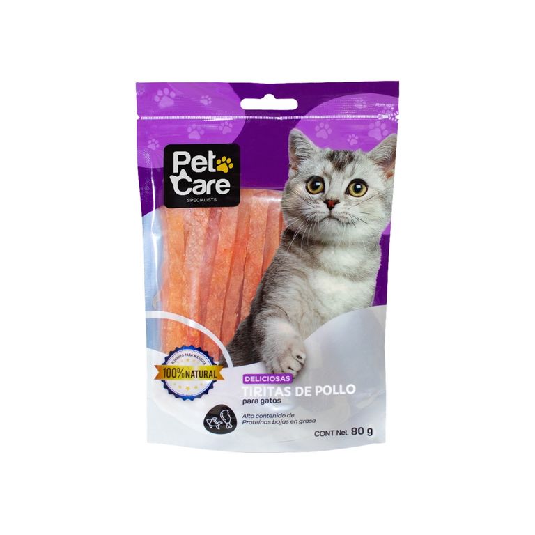Snack Gatos Pet Care Tiritas de Pollo Doypack 80 g