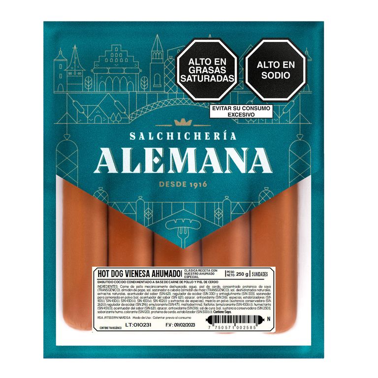 Hot Dog Vienesa Salchichería Alemana Empaque 250 g