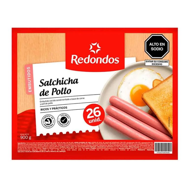 Salchicha de Pollo Redondos Empaque 900 g