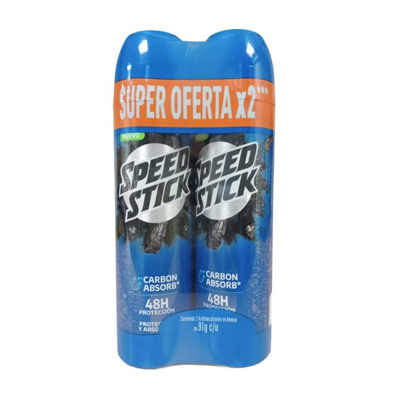 Antitranspirante en Spray Speed Stick Carbon Absorb Empaque 2 Und