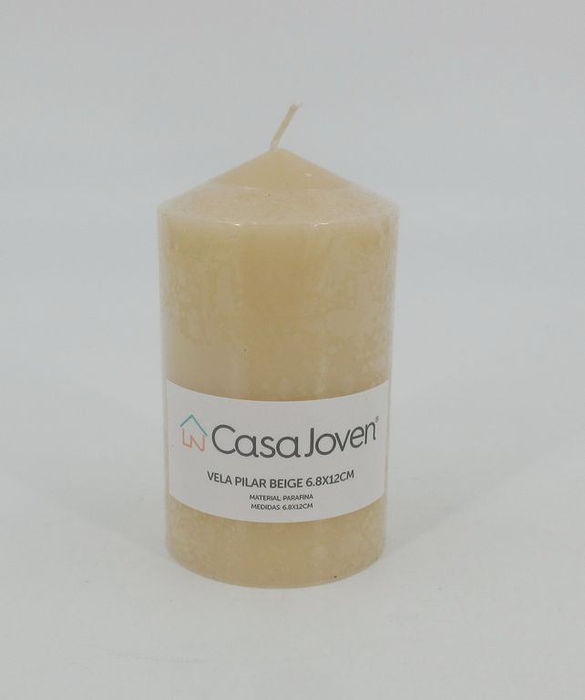 Vela Pilar Beige 6.8X12Cm