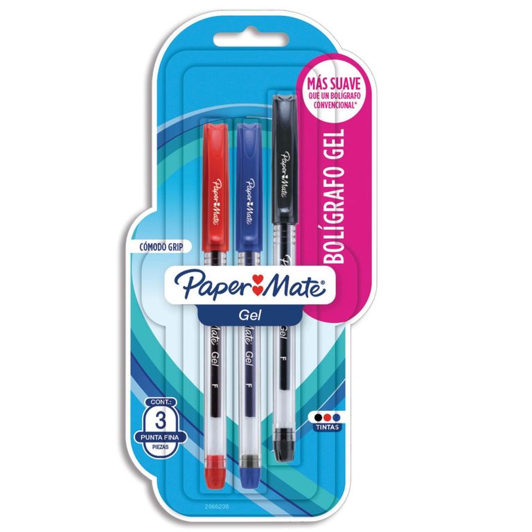 Lapiceros Paper Mate Gel Basic Con Grip Empaque 3 Und