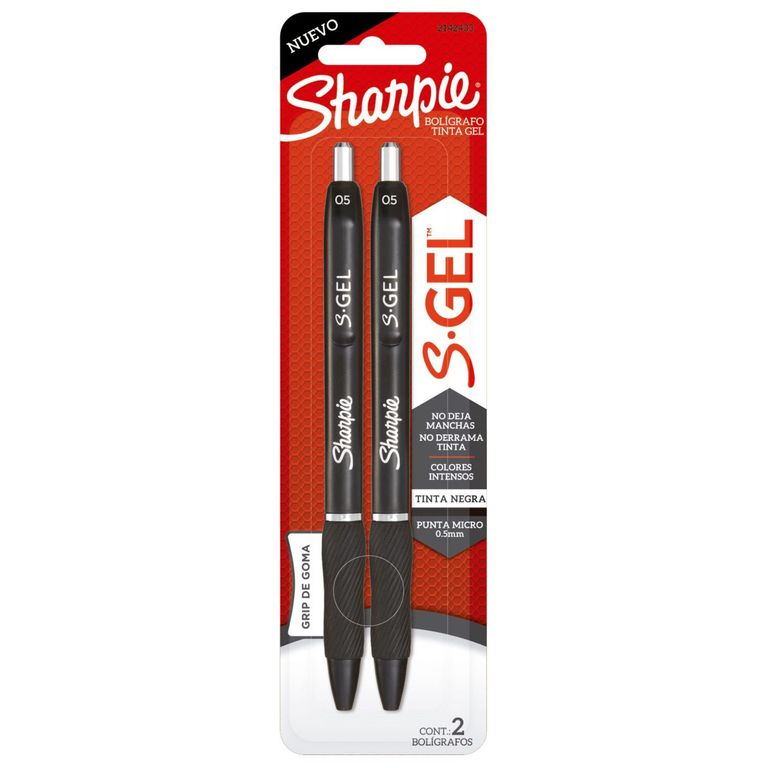 Lapiceros Sharpie 0.5mm SGel Negro Empaque 2 Und