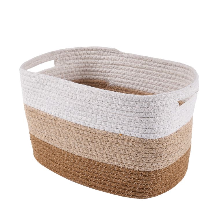 Cesto Tejido Rectangular Tricolor