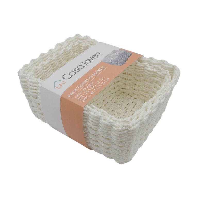 Pack Cesto Tejido Blanco 3 Piezas
