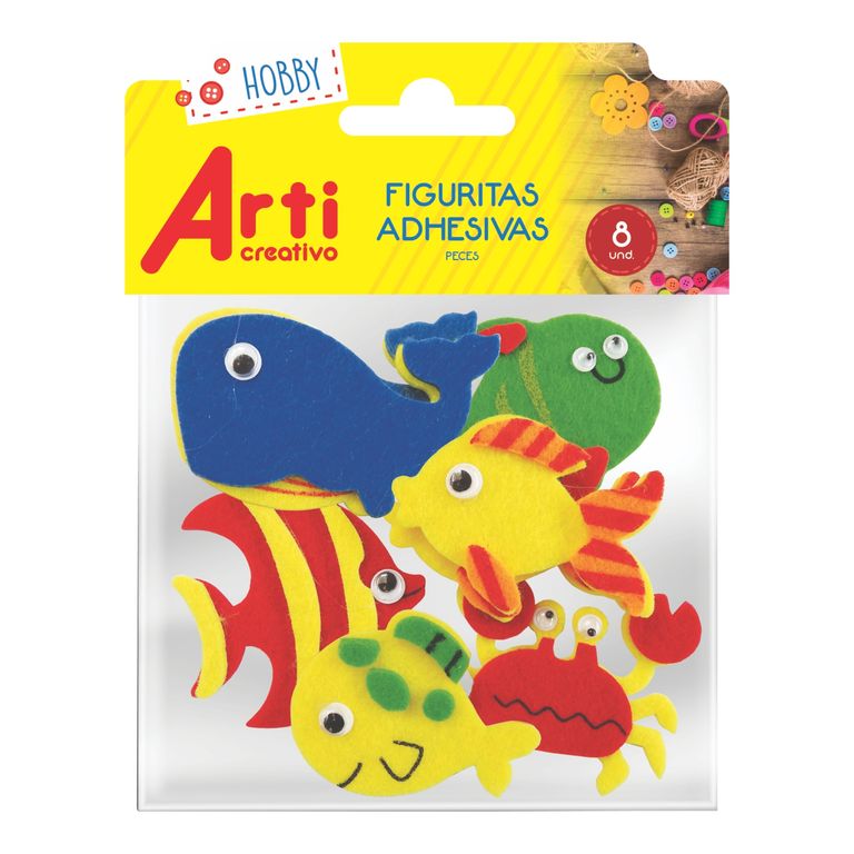 Figuritas Adhesivas Arti Creativo Peces Empaque 8 Und