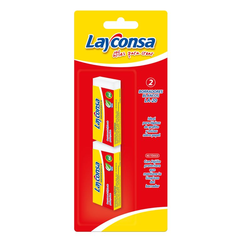 Borrador Layconsa Grande Blanco Empaque 2 Und