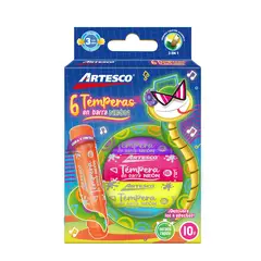 ARTESCO - Témperas En Barra Artesco Neón Empaque 6 Und