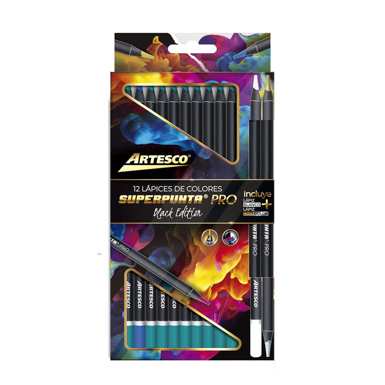 Colores Artesco Superpunta Pro Empaque 12 Und + Lápices Dúo Y Blanco