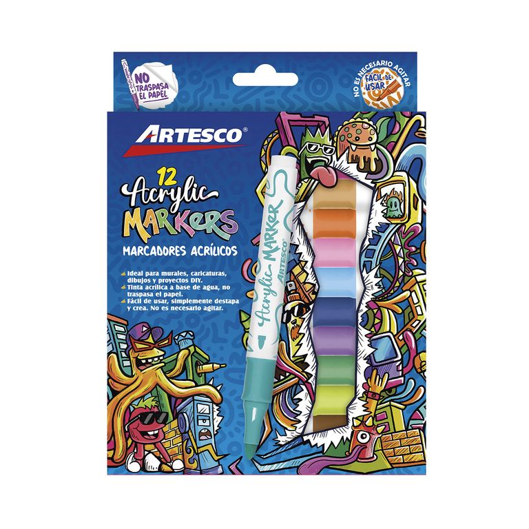 Plumones Artesco Acrílicos Empaque 12 Und