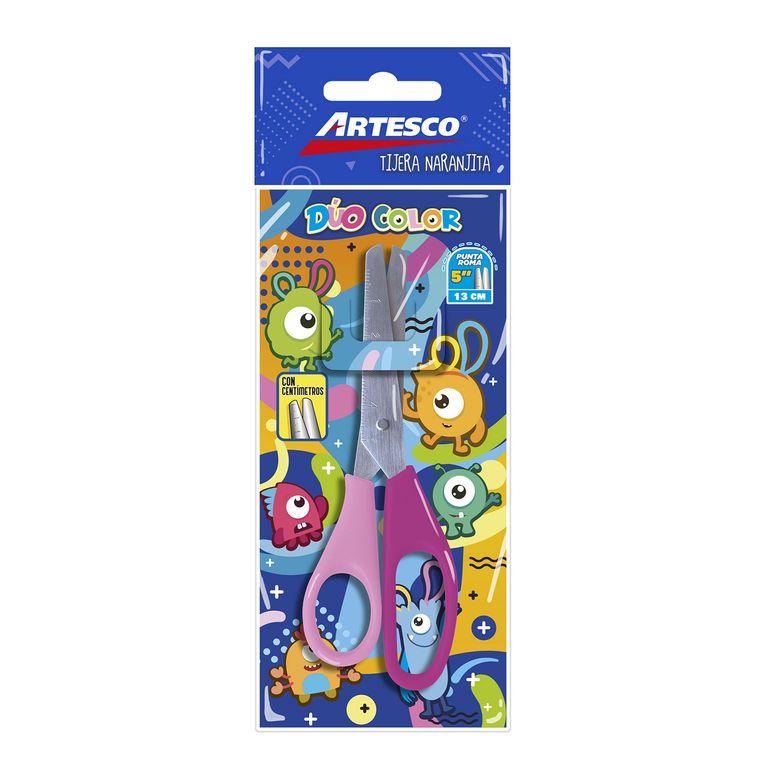Tijera Artesco 5" Escolar Duo Naranjita