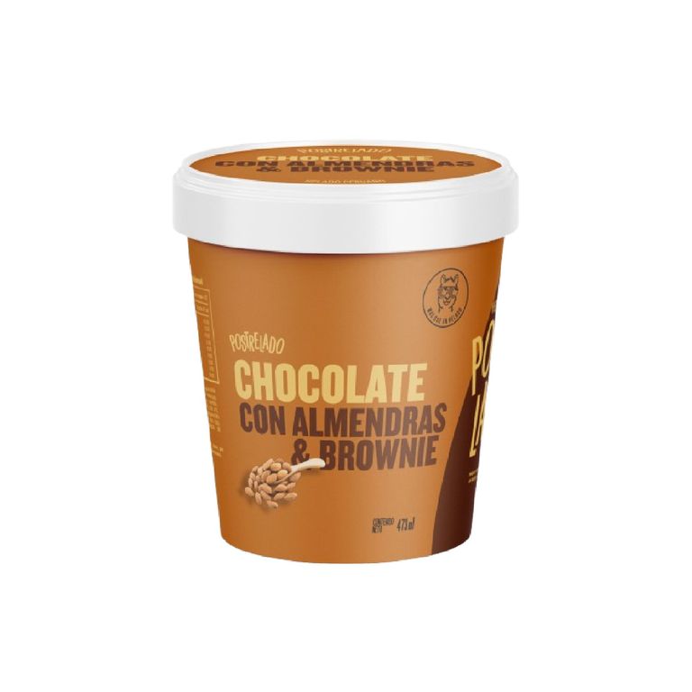 Helado Postrelado Chocolate con Almendra y Brownie Pote 473 mL