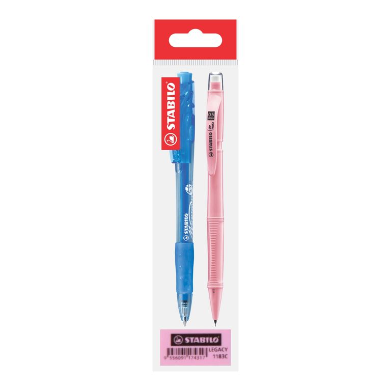 Set Stabilo Lapicero Azul + Portamina Con Borrador