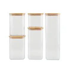 Casa Joven - Set Canisters x 10 Piezas Plastico Tapa Bambo