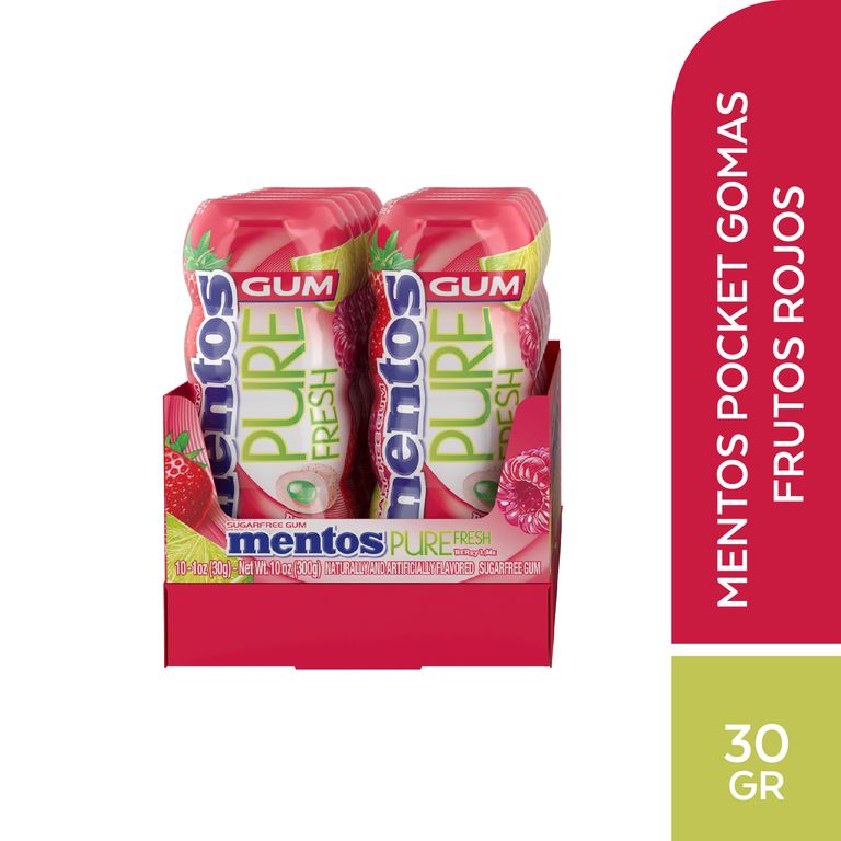 Chicle Mentos Pure Fresh Sabor Berry Lime Display 10 Und