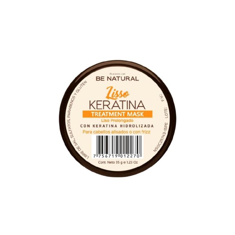 Mascarilla Be Natural Lisso Keratina Envase 35 g