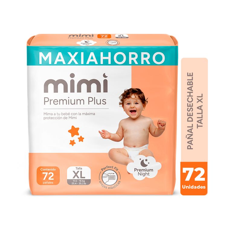 Pañales Mimi Premium Maxiahorro Talla XL Empaque 72 Und