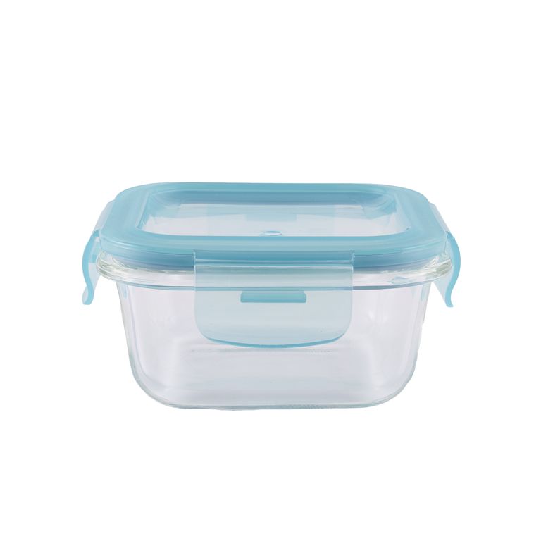 Hermético Vidrio Cuadrado 310mL Cielo