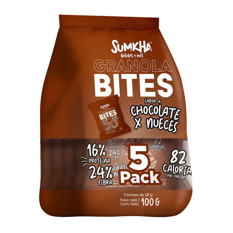 Granola Bites Sumkha Chocolate y Nueces Bolsa 100 g