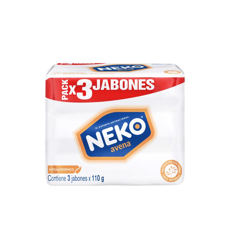 Jabón Antibacterial Neko Avena Empaque 3 Und