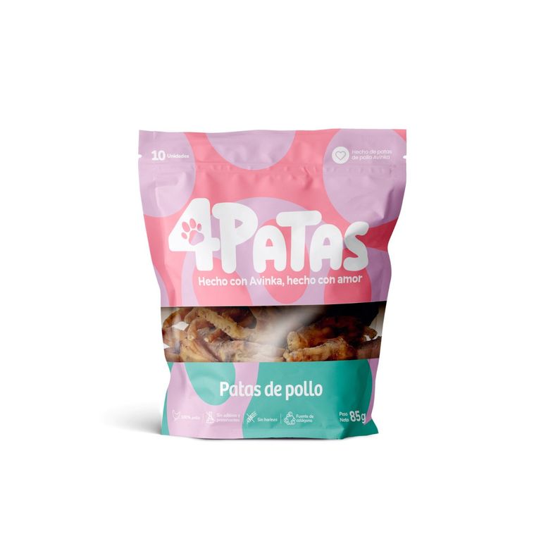 Snack Perros de Pata de Pollo Deshidratada 4Patas Doypack 10 Und