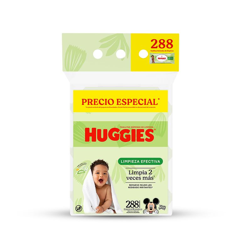 Toallitas Húmedas Huggies Limpieza Efectiva Empaque 288 Und