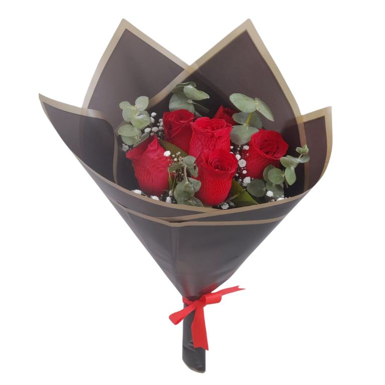 Ramo De 6 Rosas Rojas x Un