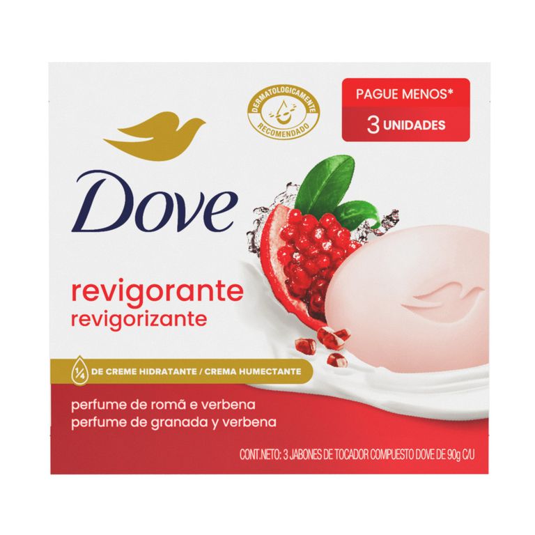 Jabón de Tocador Dove Revigorizante Granada y Verbena Caja 3 Und