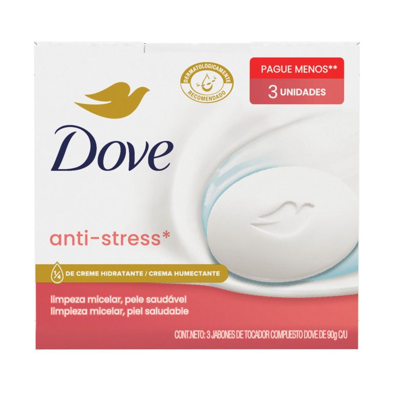 Jabón de Tocador Dove Anti Stress Micelar Caja 3 Und