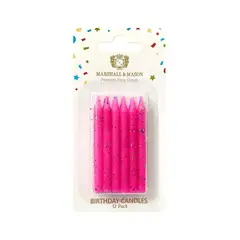 MARSHALL MASON - Velas Glitter Rosado Marshall Mason Pack 12 Und