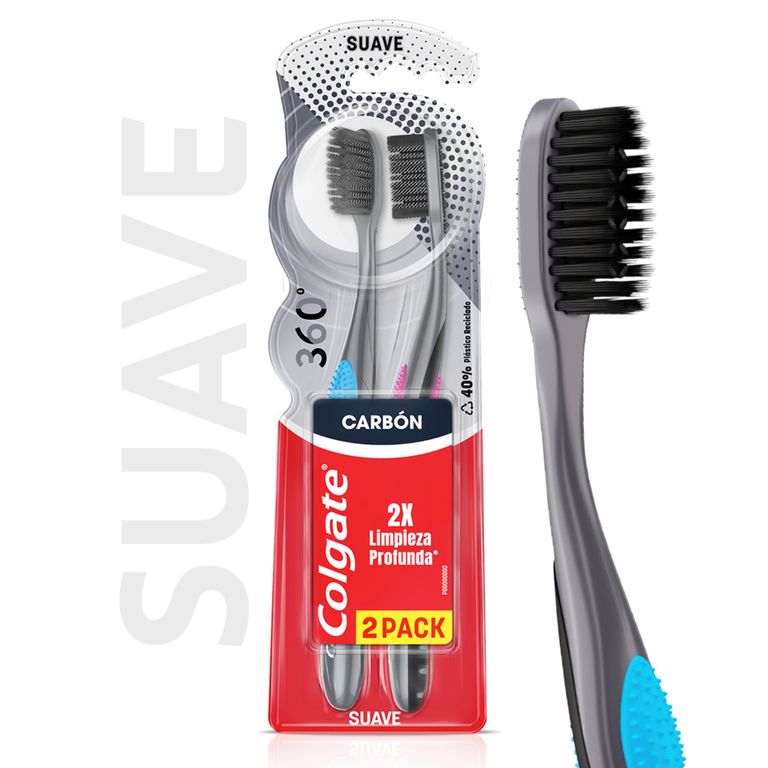 Cepillo Dental Suave Colgate 360° Carbon Empaque 2 Und