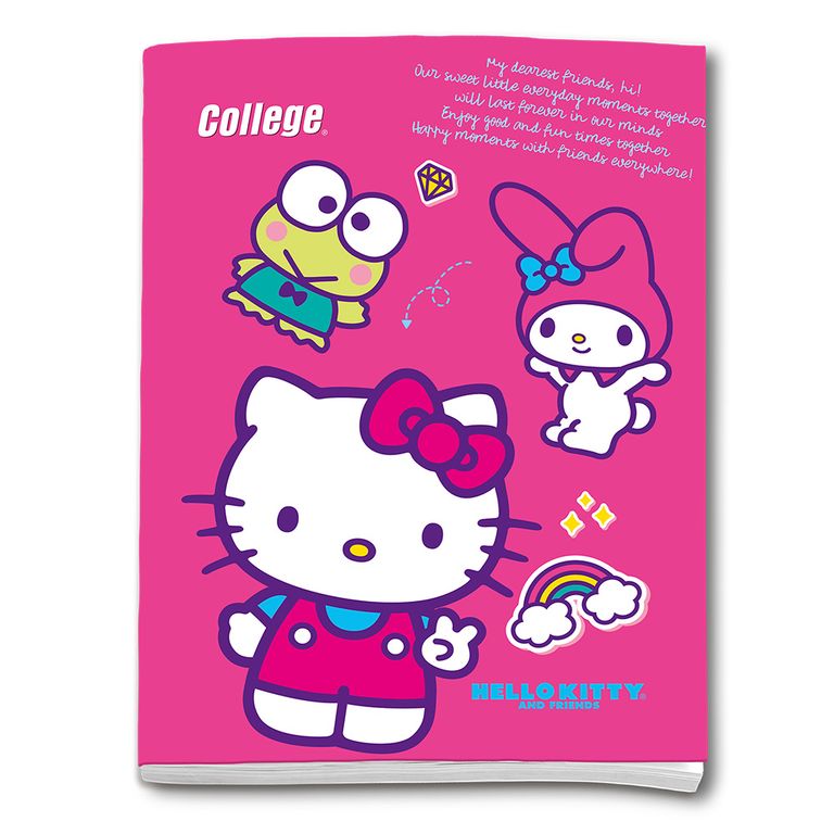 Cuaderno Deluxe College Triple Renglón Hello Kitty y Amigos