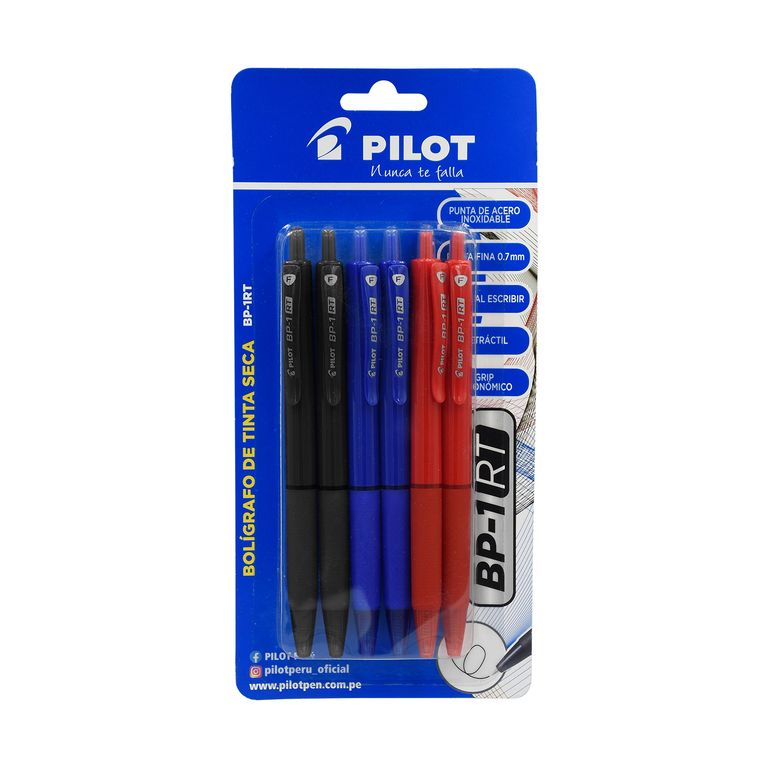 Bolígrafo Pilot BP-1 RT Blíster 6 Und