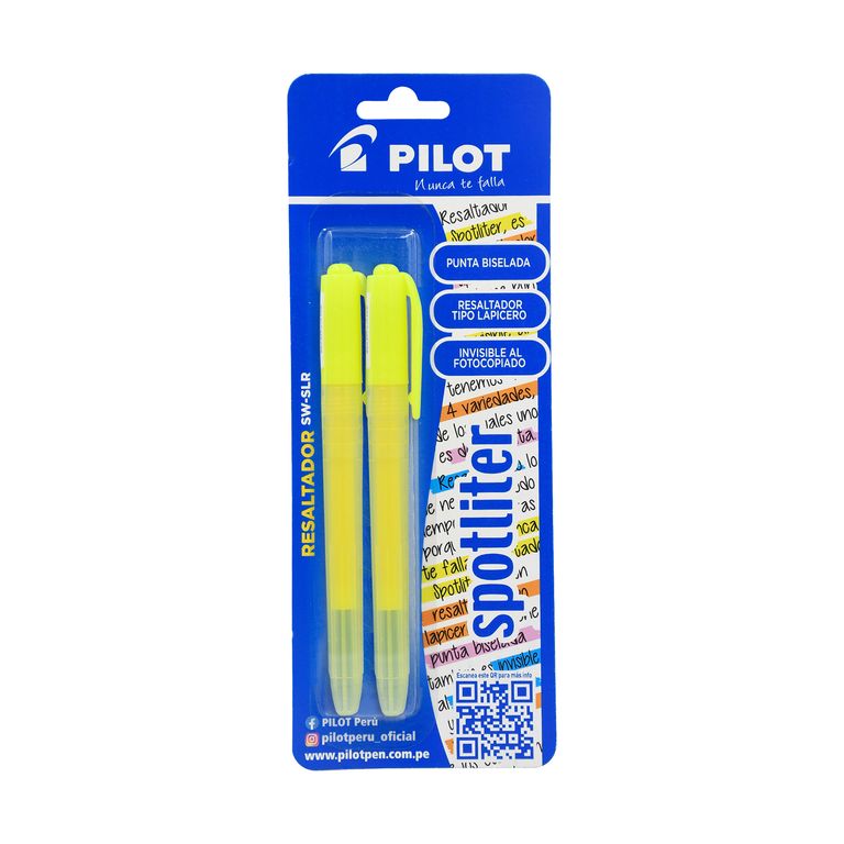 Resaltador Pilot Swing Cool SLR Amarillo Pack 2 Und
