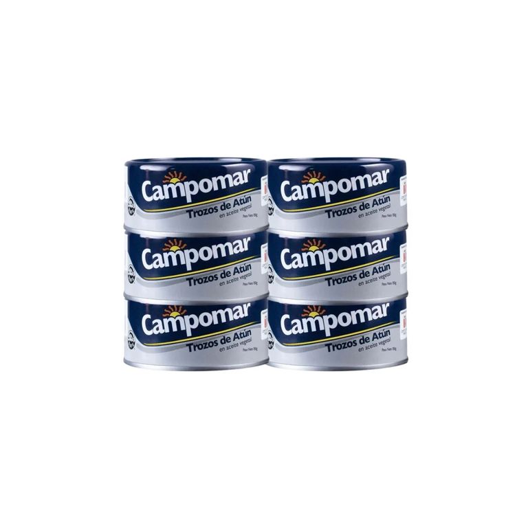 Trozos de Atún Campomar en Aceite Sixpack Lata 150 g