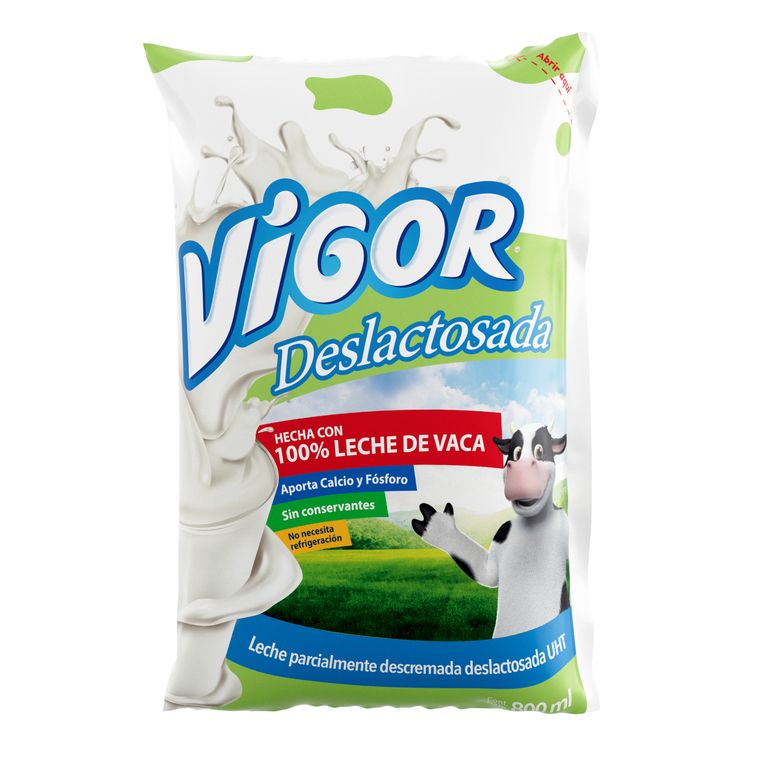 Leche Vigor Deslactosada Semidescremada Bolsa 800 mL